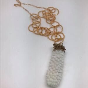 NEW Sundance Raw White Coral + Gold Artisan Link Circle Boho Statement Necklace